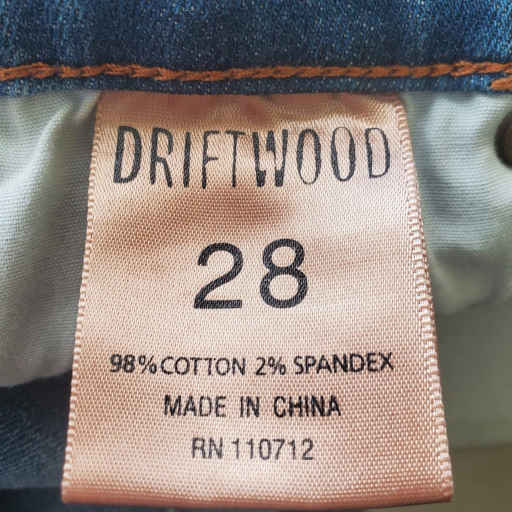 Driftwood Audrey Slim Straight Leg Raw‎ Hem Jeans Medium Wash Blue Denim Size 28 - Picture 3 of 12